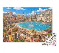 Puzzle Collage de Monuments 1000 Pièces, Cadeau pour Fans de Puzzle