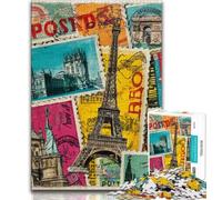 Puzzle Collage Paris 1000 pièces pour Adultes et Adolescents, Jeu de Quiz, décoration Murale, Cadeaux d'anniversaire et de Noël Uniques 38x26cm