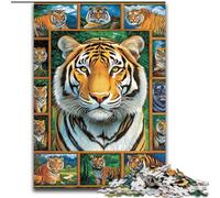 Puzzle Collage Tigre 1000 pièces pour Adultes, Jouets éducatifs, Jeux Anti-Stress, Cadeaux du Père Noël Secret pour Les Enfants de 14 Ans et Plus 50x75cm