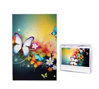 Puzzle coloré avec papillon pour adultes de 1 000 pièces, puzzle en bois à partir de photos, puzzles stimulants parfaits pour les soirées de jeu, décoration de la maison, cadeau pour les vacances et