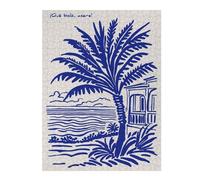 Puzzle Coloré Cuban Beach Scene with Palm Tree pour Adultes, 500 PCS