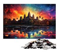 Puzzle coloré d'Angkor Wat au Cambodge 1000 pièces Jeu éducatif pour Adultes défi Cadeau du Père Noël Secret 1000 pièces (75 x 50 cm)