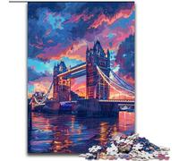 Puzzle coloré de 1000 pièces représentant Le Tower Bridge de Londres pour Adolescents et Adultes, idéal pour Les Vacances à la Maison, Anti-Stress et Amusant (50x75cm)