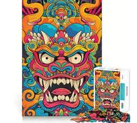 Puzzle coloré de 1000 pièces représentant Un Masque de démon Japonais Oni, idéal pour Les Adolescents, pour stimuler Leur Mental, soulager Le Stress et Jouer en Famille (38x52cm)
