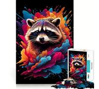 Puzzle coloré de 1000 pièces représentant Un Raton Laveur, idéal pour Adultes Un Casse-tête Relaxant et Artistique Assembler, Un Cadeau Original (38x52cm)