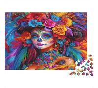 Puzzle coloré de 1000 pièces sur Le thème du Jour des Morts Femme Tête de Mort en Sucre (38 x 26 cm) - Jeu de réflexion pour Adultes Adolescents et Seniors