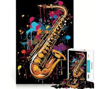 Puzzle coloré de 1000 pièces sur Le thème du Saxophone pour Adultes et Adolescents Se Souvenir, se détendre, s'évader Découpe Lisse Cadeau touchant (38x26cm)