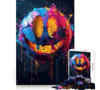 Puzzle coloré de 1000 pièces Visage Fou Souriant pour Adolescents, idéal pour se Souvenir des Signes, améliorer Son Calme intérieur, œuvre d'art aux Contours Nets 50x75cm