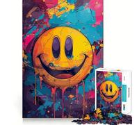 Puzzle coloré de 1000 pièces Visage Fou Souriant pour Adultes, Anti-Stress, découpe précise, Cadeau du Père Noël 38x52cm