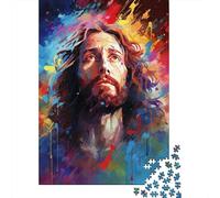 Puzzle coloré de Jésus, décoration d'intérieur Unique, Puzzle en Carton 100% recyclé pour garçon ou Fille, Cadeaux d'halloween, 1 000 pièces (38 x 26 cm)