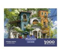 Puzzle coloré de Rue de bâtiment pour Adultes - Puzzle de 1000 pièces - Scène de Nuit pour la Famille - 52 x 38 cm - 1000 pièces
