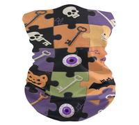 Puzzle coloré d'Halloween de chauves-souris crânes quatre saisons résistant à la poussière et à la saleté bandeau guêtre cou évacuation de l'humidité capuche réutilisable pour le sport, le ski