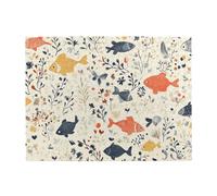Puzzle coloré en bois de 500 pièces pour adultes avec branches de poissons et fleurs - Taille du jeu : 38,1 x 51,8 cm