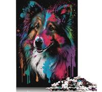 Puzzle coloré en Carton 100% recyclé représentant Un Berger des Shetland, idéal pour Les Adultes, idéal comme Cadeau de Noël, 1 000 pièces (38 x 26 cm).