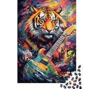 Puzzle coloré en Carton de qualité supérieure représentant Un Tigre et Une Guitare, idéal pour Les Cadeaux de Noël des Adultes, 1 000 pièces (75 x 50 cm)