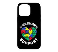 Puzzle coloré en Forme de cœur Sensibilisation et Soutien à l'Autisme Coque pour iPhone 14 Pro Max