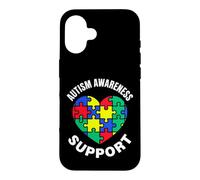 Puzzle coloré en Forme de cœur Sensibilisation et Soutien à l'Autisme Coque pour iPhone 16