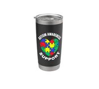 Puzzle coloré en forme de cœur sensibilisation et soutien à l'autisme Gobelet isotherme en acier inoxydable double paroi