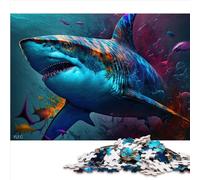 Puzzle coloré en Forme de Requin, 1000 pièces, Puzzle en Bois pour Adultes, Enfants de 12 Ans et Plus, Cadeau pour Toute la Famille, 1000 pièces (50 x 75 cm)