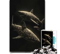Puzzle Coloré Glowing Sharks in The Dark pour Adultes, Format 300 PCS