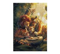 Puzzle Coloré Jungle Feast Lion, Tiger, and Friends pour Adultes, 300 PCS