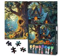 Puzzle coloré Maison Jigsaw 1000 pièces pour adultes Fleurs et maisons Puzzles difficiles Convient aux nuits de jeu Décoration murale Maison Amusante Défi Décoration Murale Puzzle Prêt Taille : 50 x