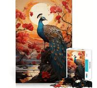 Puzzle coloré Paon Art, 1000 pièces, Difficile et Stimulant, pour Adultes Jeu de logique Robuste, Moments de Partage et de complicité Bords Nets, (50x75cm)