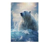 Puzzle Coloré pour Adultes, Motif Polar Bear in Ice World, 300 PCS