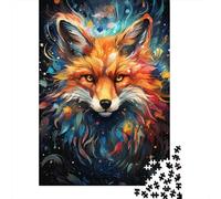 Puzzle coloré psychédélique en Forme de Renard néon, Jouets de décompression, Puzzle en Carton 100% recyclé pour Adultes et Adolescents, Cadeaux de Noël, 1 000 pièces (38 x 26 cm)