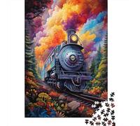 Puzzle coloré psychédélique en Forme de Train forestier, 100% Carton recyclé, Puzzle de qualité supérieure pour Adultes et Enfants, Cadeaux d'halloween, 1 000 pièces (75 x 50 cm)