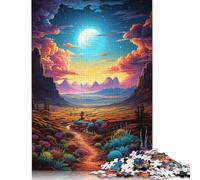 Puzzle coloré psychédélique, Paysage Fantastique du désert, Difficile, en Carton 100% recyclé, pour Femmes et Hommes, Cadeaux de Noël (75 x 50 cm)