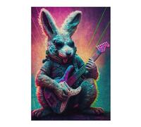 Puzzle Coloré Rabbit Rock Star Guitarist pour Adultes, Format 300 PCS | Le repérage visuel et le tri - un passe-temps pratique en intérieur pendant une soirée calme.