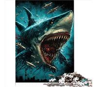 Puzzle coloré Requin Puzzle de 1000 pièces pour Adultes et Enfants Puzzle en Bois pour Adultes Enfants Enfants garçon Fille Cadeau Jeux de Puzzle Amusants （50x75 cm）