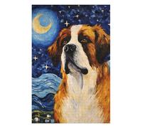 Puzzle Coloré Saint Bernard Starry Night pour Adultes, Format 1000 PCS | Un loisir manuel à la maison: une organisation plus simple des pièces seul ou à plusieurs.
