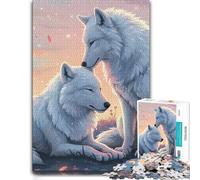 Puzzle Coloré Two White Wolves in Pastel Landscape pour Adultes, Format 1000 PCS