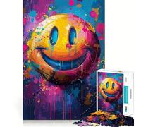 Puzzle coloré Visage Souriant pour Adolescents 1000 Pièces Jeu de Logique Mentale Anti-Stress Découpe Ferme Cadeau Vœux de Père Noël 38x26cm