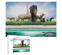 Puzzle Coloré Wildlife Gathering by The Water's Edge pour Adultes, Format 300 PCS