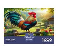 Puzzle Colorful Feather Coq Composé De 1000 Pièces pour Adultes,Pastoral à la lumière du Matin Un Jeu De Dexérité Très Difficile Puzzle Jeu Éducatif l'art De La Décoration Moderne 52x38cm/1000pcs