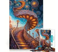 Puzzle Complexe Escalier orné vers Le Ciel pour Adultes, 1000 pièces, Jeu de logique Solide, Amusant et Facile à réaliser, découpe de précision, Cadeau de Noël (38x26cm)