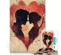 Puzzle Complexe Silhouette Couple en Cœur pour Adultes, 1000 pièces, Jeu de logique, Lien Familial, découpe de précision, Surprise chaleureuse 38x26cm