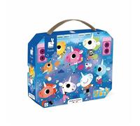 Janod - Puzzle Concert Rock Licornes - Puzzle 24 Pièces en Carton FSC - Développe Patience et Concentration - Fabriqué en France - Puzzle Enfant dès 3 Ans,J02544, Bleu