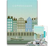 Puzzle Copenhague 1000 pièces pour Adultes, Cadeaux, Difficiles à réaliser, mais Amusants et Humoristiques, décoration d'intérieur et Cadeaux Uniques 38x26cm