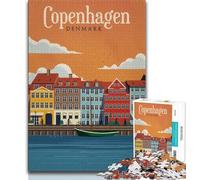 Puzzle Copenhague 1000 pièces pour Adultes et Adolescents, idéal pour Tuer Le Temps en Vacances avec des pièces entièrement emboîtables de Formes aléatoires 75x50cm
