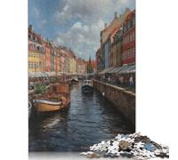 Puzzle Copenhague Charm Danemark, Puzzle rectangulaire en Papier, idéal pour Les Cadeaux de Noël, pour garçons ou Filles, 1 000 pièces (75 x 50 cm)