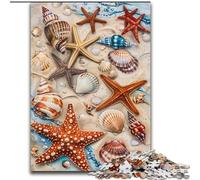 Puzzle Coquillages de Plage 1000 pièces pour Adultes et Adolescents, Jeux éducatifs à Faire soi-même avec Affiche et fiche de Questions Assorties (50x75cm)