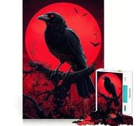 Puzzle Corbeau et Lune de Sang 1000 Pièces pour Adultes Jeu de Réflexion Amusant et Paisible Pièce de Collection Art Découpée avec Soin (38x52cm)