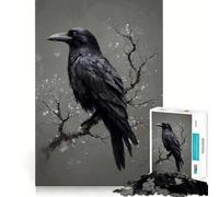 Puzzle Corbeau perché sur Une Branche hivernale pour Adultes, 1000 pièces, pour stimuler la mémoire, Jeu de Groupe, Motif Assembler, Surprise de Noël (50x75cm)