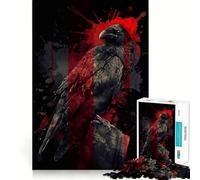 Puzzle Corbeau Rouge et Noir 1000 Pièces pour Adultes Jeu de Réflexion Amusant et Paisible Pièce de Collection Art Découpée avec Précision (38x52cm)