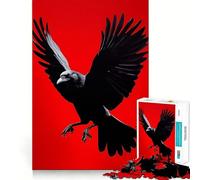 Puzzle Corbeau Rouge Oiseau 1000 Pièces pour Adolescents Stimule la mémoire Découpe Lisse et élégante Cadeau (38x52cm)