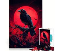 Puzzle Corbeau sous la Lune de Sang pour Adolescents 1000 pièces Stimule la mémoire Détente et Douceur Découpe Lisse Cadeau élégant (50x75cm)